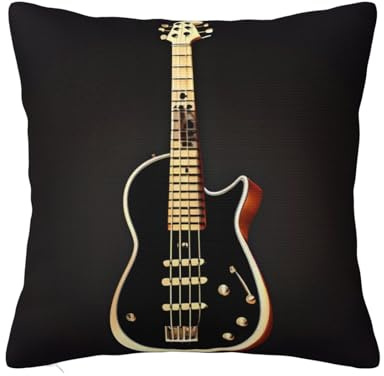 WBQLSL Plüsch-Kissenbezug (45,7 x 45,7 cm), schwarze Gitarre, Sofakissenbezug, dekoratives Kissen, Weihnachts-Sofa-Kissenbezug