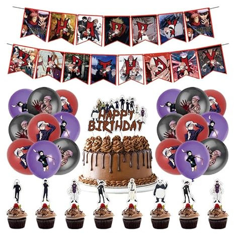 Geburtstagsdeko Jujutsu Kaisen Luftballons Geburtstag Jujutsu Kaisen Luftballons Deko Jujutsu Kaisen Torten Topper Jujutsu Kaisen Geburtstag Girlande