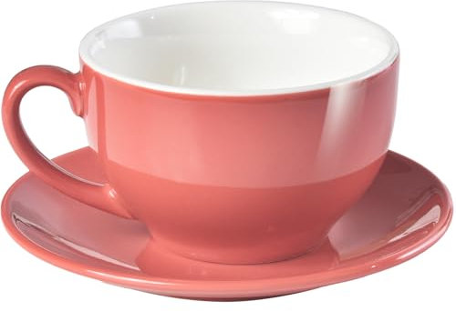 ionEgg Tasse à café en porcelaine avec soucoupe pour cappuccino, latte et thé Rose 220 ml