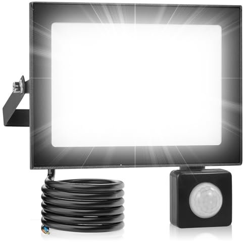 Dibaful 50W LED Strahler mit Bewegungsmelder Außen | Außenstrahler Scheinwerfer Aussen | Kaltweiß 6500K IP66 Wasserdicht Fluter für Garten Garage Sportplatz