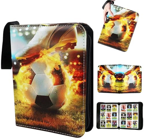 Fußball Sammelalbum mit Reißverschluss – 50 Seiten, 900 Karten Kapazität | Kompatibel mit Standard-Fußballkarten | Kartenbinderheft für Sammler