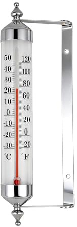 FQRDKT Außenthermometer | -35°C bis 50°C | Wandthermometer für Garten | wetterfest Gartenthermometer | Outdoor Temperaturmessgerät für Balkon Terrasse Gewächshaus Garage Innenräume Hausw, Silber