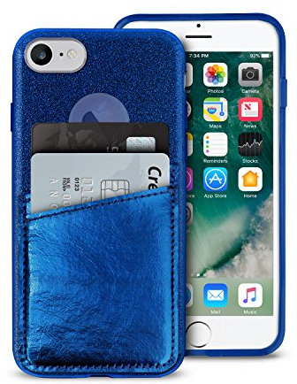 Puro IPC747CSHINEPDKBLUE Shine Pocket Schutzhülle für Apple iPhone 6/6S/7/8 Blau