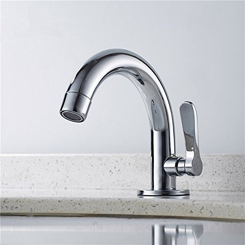 Robinet en laiton à poignée unique pour salle de bain, lavabo, lavabo, robinets d'eau froide, finition chromée