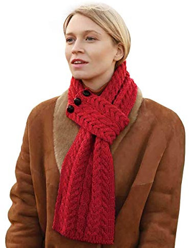 Aran Woollen Mills Irischer Loop-Schal für Damen 100% Merinowolle, hergestellt in Irland (Chili Pfeffer)