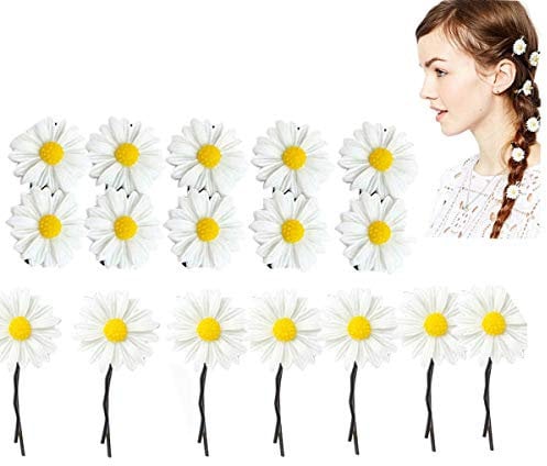 Dancepandas Daisy Haarschmuck 40PCS Gänseblümchen Haarspange Weiß klein Blumen Haarspange Boho Hochzeit Brauthaarschmuck Blumen für Mädchen Kinder Baby Dame