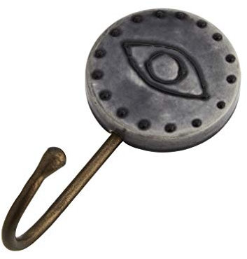 Madam Stoltz Garderobenhaken Wandhaken Haken Porzellan Eisen antik messing grau H 13,5 cm Skandi Boho Ethno