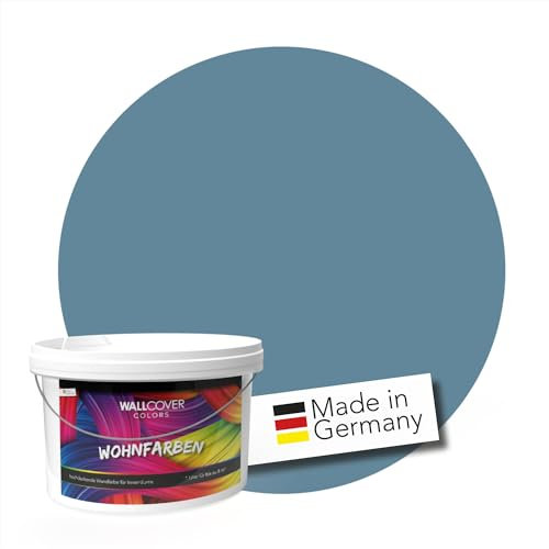 WALLCOVER Peinture murale de qualité supérieure | Bleu | 2.5L = 20m² | Pour les intérieurs à très haut pouvoir couvrant (classe 1) | Finition mate | Fabriquée en Allemagne