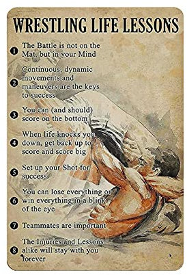 Metall-Blechschild, Wrestling Life Lessons, Poster, Vintage-Kunst, Poster, Retro, Eisengemälde, Wanddekoration, Kunst, Geschenk, Outdoor, Café, Bar, Garage, Bauernhof, Dekoration, 30,5 x 20,3 cm