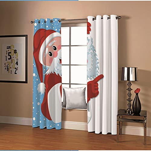 Amdxd Window Door Glass Curtains Blackout Window Curtain Polyester Red White Blue Santa Claus Blackout Curtain 274x274CM