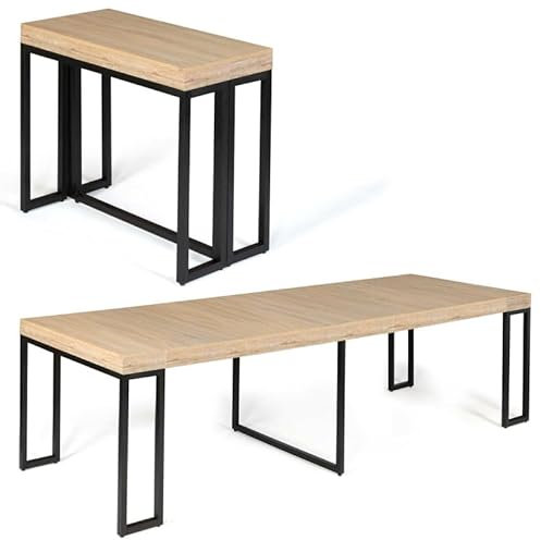 IDMarket - Table Console Extensible Toronto 14 Personnes 300 cm Design Industriel