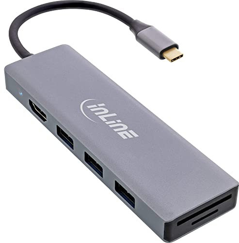 InLine® USB 3.2 Typ C Multi Hub (3X USB-A 5Gb/s + USB Typ-C (PD 100W), Cardreader, HDMI 4K@30Hz), OTG, Metallgehäuse