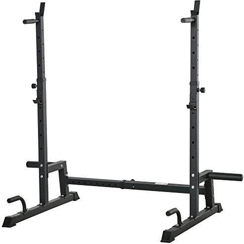 HOMCOM Hantelständer Multi-Funktions Langhantelablage Hantelablage höhenverstellbar Langhantel Krafttraining bis 150 kg belastbar Barbell Rack Stahl Schwarz