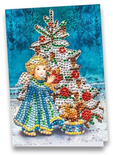 Ideen mit Herz Diamond-Painting-Grußkarte | Strass-Edition | Din B6 | 370 g/m² | inkl. Steine, Umschlag & Werkzeug … (Engel mit Weihnachtsbaum)