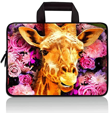11 11.6 12 12.1 12.5 inch Laptop Carrying Bag Chromebook Case Notebook Ultrabook Bag Tablet Cover Neoprene Sleeve Fit Apple MacBook Air Samsung Google Acer HP DELL Lenovo Asus (Cute Giraffe)