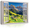 WallArena - Leinwand Bilder - Fensterbilck Berge Alpen Natur Landschaft - 100x75 cm Leinwandbilder Bild auf leinwand Wandbild XXL groß Wandbilder für Wohnzimmer Schlafzimmer Wohnzimmerbilder Modern