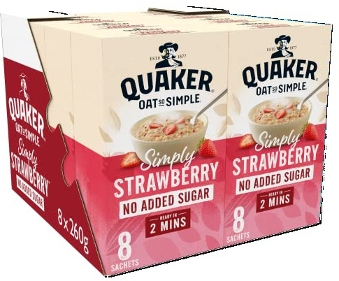 Quaker Oat So Simple Simply Strawberry Porridge Sachets 8 x 32.5g (Case of 8)
