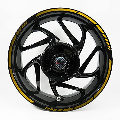 X700512VA - Adesivo per cerchioni auto, moto, oro metallizzato, 9 mm, stile GP 17 pollici