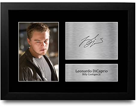 HWC Trading FR A4 Leonardo DiCaprio The Departed Geschenke Geducktes Signiertes Autogramm Foto für Fans von Film Memorabilien - A4 Framed