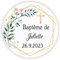 MameArt 50 STICKERS Autocollants Personnalisée Baptême Communion, Prénom et Date, 4cm Étiquettes Autocollants pour Mariage Anniversaire Ans Baptême Cadeaux Fête (Fleurs 5), (1FR1003A)