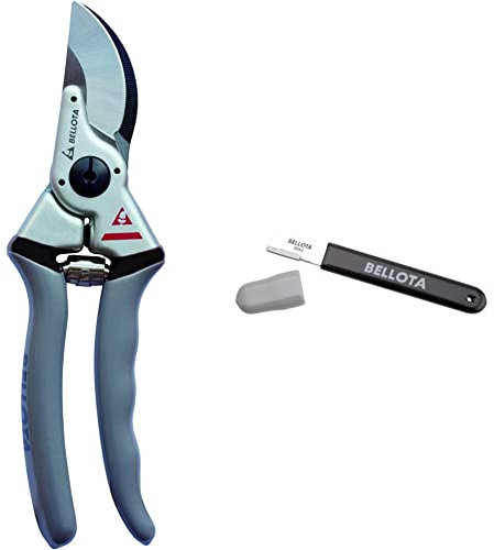 Bellota 3604-21 - Tijera de poda ergonómica y antideslizante de corte hasta 25 mm + 3642 - Afilador para herramienta de corte o poda, con piedra de carburo de tungsteno