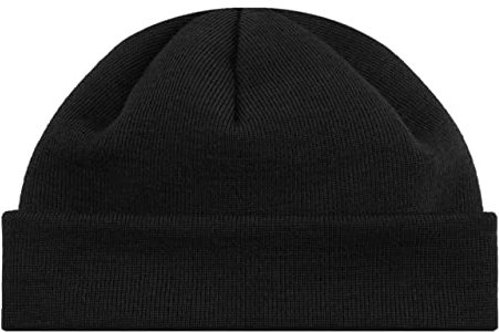 HANSEHELD Strickmütze Seebär Merino Dockermütze kurz flach - Schwarz | Seemannsmütze | Mulesingfrei | Feinstrick | Made in Germany