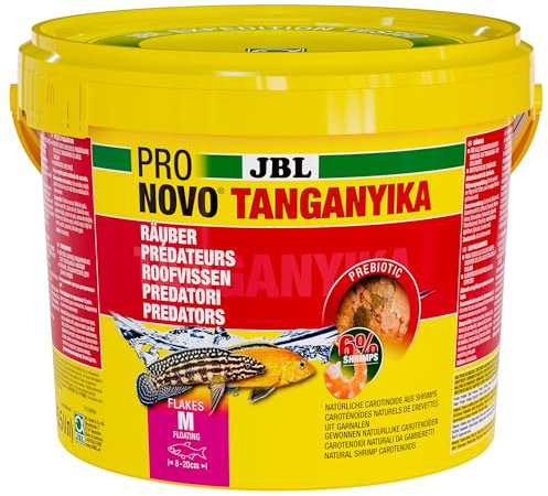 JBL PRONOVO TANGANYIKA FLAKES, Hauptfutter für alle Buntbarsche von 8-20 cm, Fischfutter-Flocken, Größe M, 5500 ml