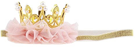 Nishine Princess Toddler Girls Crown Tiaras Baby Elastic Birthday Party Crown Headband Photo Props Gift (Gold)