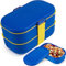 HÄMTMAT Bento Lunchbox All-in-One – 2 Lebensmittelbehälter, Tasse, Löffel, Gabel, Essstäbchen, auslaufsichere Deckel mit Lüftungsschlitzen. Für Damen, Mittagessen, Reisen. Mut wie Ukraine Farbe