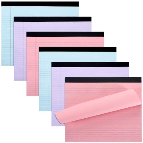 Jetec Notizblöcke für College, Studenten, Klassenzimmer, Büro, 27,9 x 24,1 cm, buntes Querformat, liniertes Papier, Pastell-Schreibblöcke für Studenten, Klassenzimmer, Büro, Rosa, Blau und Lila, 6