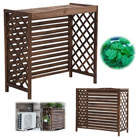 OURECO Air Conditioner Flower Stand Air Conditioner Decorative Screen Solid Wood Grid Outdoor Air Conditioner Rack Hide Air Conditioner 4 Panel Air Conditioner Outer Cover Louvered/Anti-Corrosion/103*