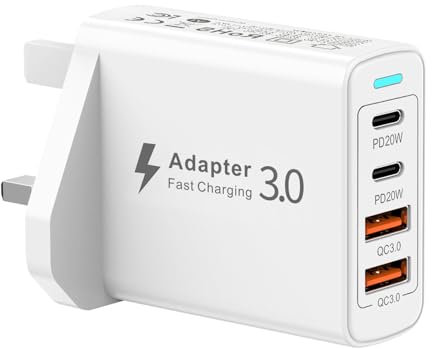 USB C Plug Fast Charge, 40W 4-Ports USB C Fast Charger Plug Dual PD Type C Plug Charger+QC3.0 USB Charger Plug, Multi USB Plug Adaptor UK for iPhone 15 Pro Max 14 13 12 11,iPad,Samsung Galaxy S24 S23