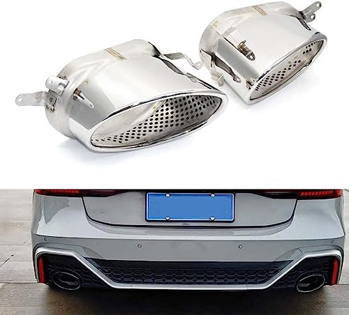 TEMAK Endstuck Auspuff für A-UDI A4 A5 A6 A7 RS3 RS4 RS6 RS7, Auspuffblenden Edelstahl Auto Endstück Endschalldämpfer Spitze Endrohrblende,A-A