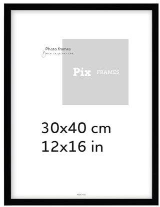 Pix FRAMES Bilderrahmen 30x40 cm - Holzrahmen für Foto - Rahmen mit Scheiben aus acrylglas - Rahmen zum Aufhängen - Modern Photo Frame - Schwarz