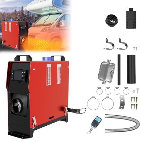 ACXIN 12V 8KW Diesel Standheizung, Luftheizung mit LCD-Display & Fernbedienung, 360° Luftauslass, Tragbare Dieselheizung für Auto, RV, Boote, LKW & Wohnmobil (Typ 2, Rot)