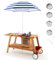 COSTWAY Chariot de Cuisine Extérieur pour Enfants avec Parasol Amovible, Cuisine Enfants en Bois avec Accessoires Sucrés, Cuisinière d'Imitation pour Tout-Petits de 3 Ans+ (avec Parasol Bleu)…