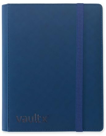 Vault X 9-Taschen-Trading-Kartenordner mit Gurt, 360 Karten, Premium Exo-Tec-Albummaterial, 20 seitlich ladbare Seiten, Sammelordner für Sammelkartenspiele, Sportkarten, TCG (Blau)