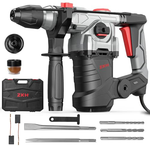 ZKH Martello Perforatore 1500W, 6J Martello Demolitore, 4 Funzioni, Sds Plus Mandrino, 0-850 RPM, 32 mm Capacità di Foratura, Asta Di Profondità, Smorzamento Delle Vibrazioni, Frizione Di Sicurezza