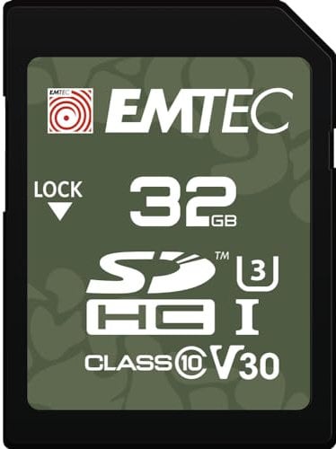 EMTEC Carte SD extérieure 32 Go – UHS-I U3 V30 – Protection IPX 7 – Idéal pour Les vidéos 4K UHD