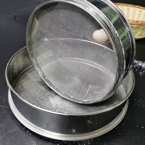 Setaccio per Farina in Acciaio, 40 cm, Rotondo, setaccio da Cucina a Maglia fine, Filtro per Olio, Filtro per Zucchero, Torte, Pasta