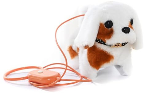 ISKAEN Kuscheltier mit Leine, Plüschtier Hund der Läuft und Bellt, Elektronischer Roboter Spielzeug Geschenke für Jungen & Mädchen Kindergeburtstag Weihnachten