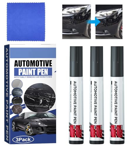 Thoquene 3 Stück Auto lackstift Schwarz Matt, Entfernen Kratzer Reparaturmittel