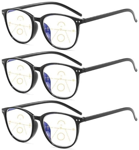Suertree Bifokale Lesebrille Antiblaulicht Brille Unisex 3 Pack für Damen Herren Antimüdung Lesehilfe Multi Fokus Sehhilfe Presbyopie Korrektur +2.0X