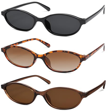 HERJOUR Ovale Retro-Sonnenbrille für Damen, Y2K, modisch, schmale Designer-Sonnenbrille, AR82253