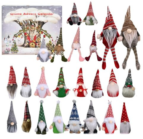Weihnachts Wichtel Adventskalender 2024,24 Stück Zwergendekoration Weihnachtswichtel Figuren Weihnachtskalender 2024,Plüschzwerg Weihnachts Countdown Kalender