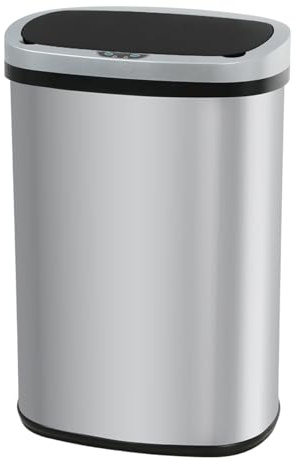 NChanmar Kitchen Trash Can Automatic Motion Sensor Bathroom Trash Can with Lid,50 Liter/13 Gallon Touchless Trash Bin,Garbage Can Waterproof Garbage Bin Wastebasket for Toilet,Bedroom,Stainless Steel