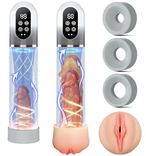 HIVEFUN Masturbatore Uomo Pompa Pene, Masturbtore per Pene con 4 Modalità di Aspirazione e Modalità di Allenamento Automatica Sex Toy Uomo, Nasturbatore Impermeabile IPX7 Sexy Toys Vacuum Device