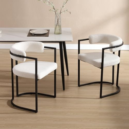 Ya-Home Chaises Salle à Manger Design Lot de 2 Chaise de Salle a Manger Stylé avec Pied Métal Chaise de Cuisine Moderne, Blanc