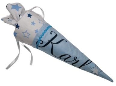 pinkeSterne Handmade ☆ Schultüte Sterne Stars Jungen Blau Schultütenset Schulanfang Zeugnismappe Einschulungsoutfit 70 80 90 100