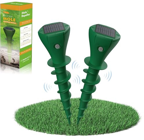 Maulwurf Vertreiber Testsieger Wühlmaus Vertreiben,Maulwurfschreck Solar,2er Set Mole Repellent,IP65 Wasserdicht Maulwurf Mäuse Vertreiben